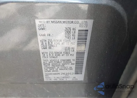 2023 Nissan Pathfinder Sv Fwd from USA, damaged, VIN 5N1DR3BB0PC261012